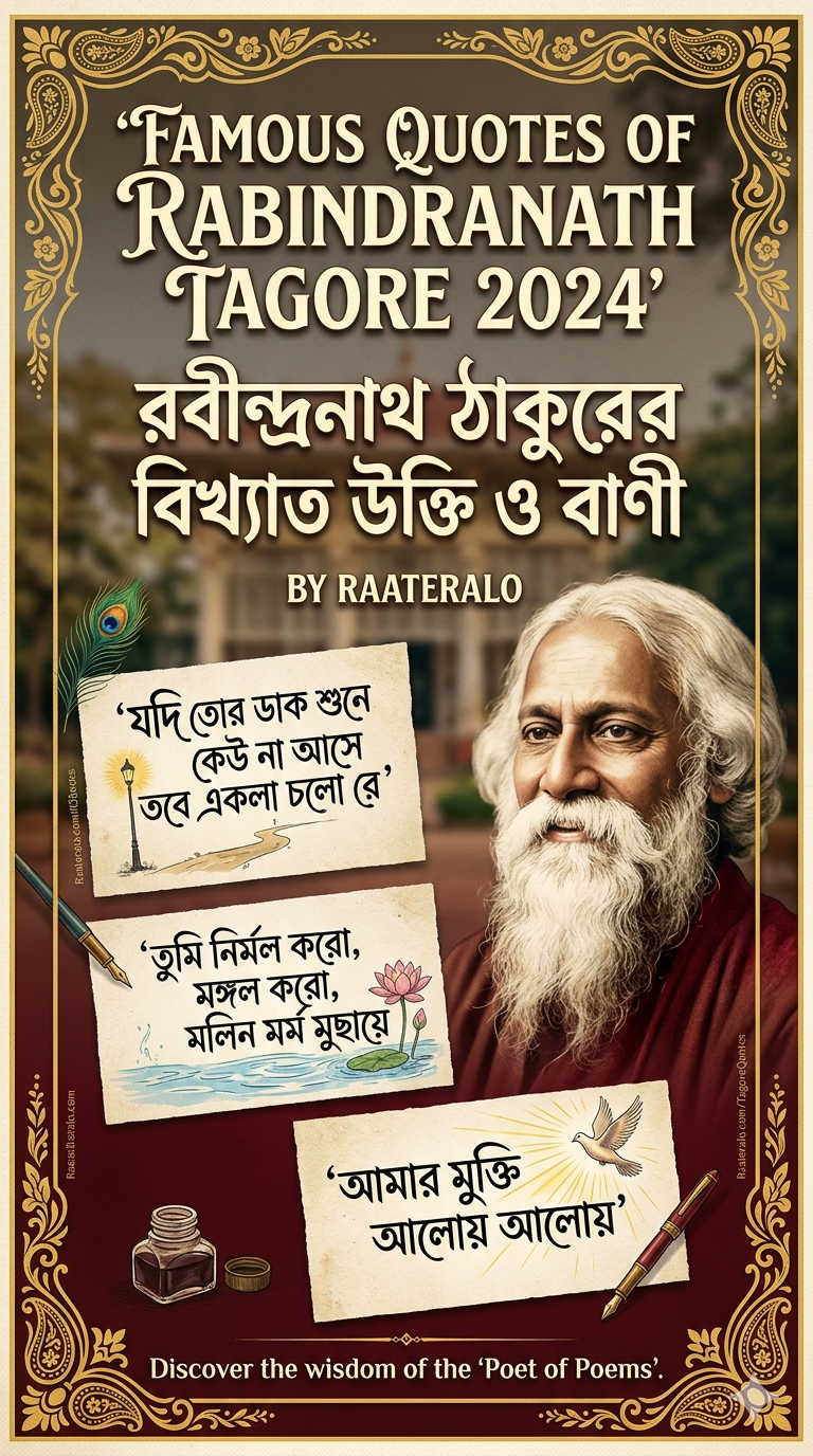Famous Quotes of Rabindranath Tagore 2024 l রবীন্দ্রনাথ ঠাকুরের বিখ্যাত উক্তি ও বাণী