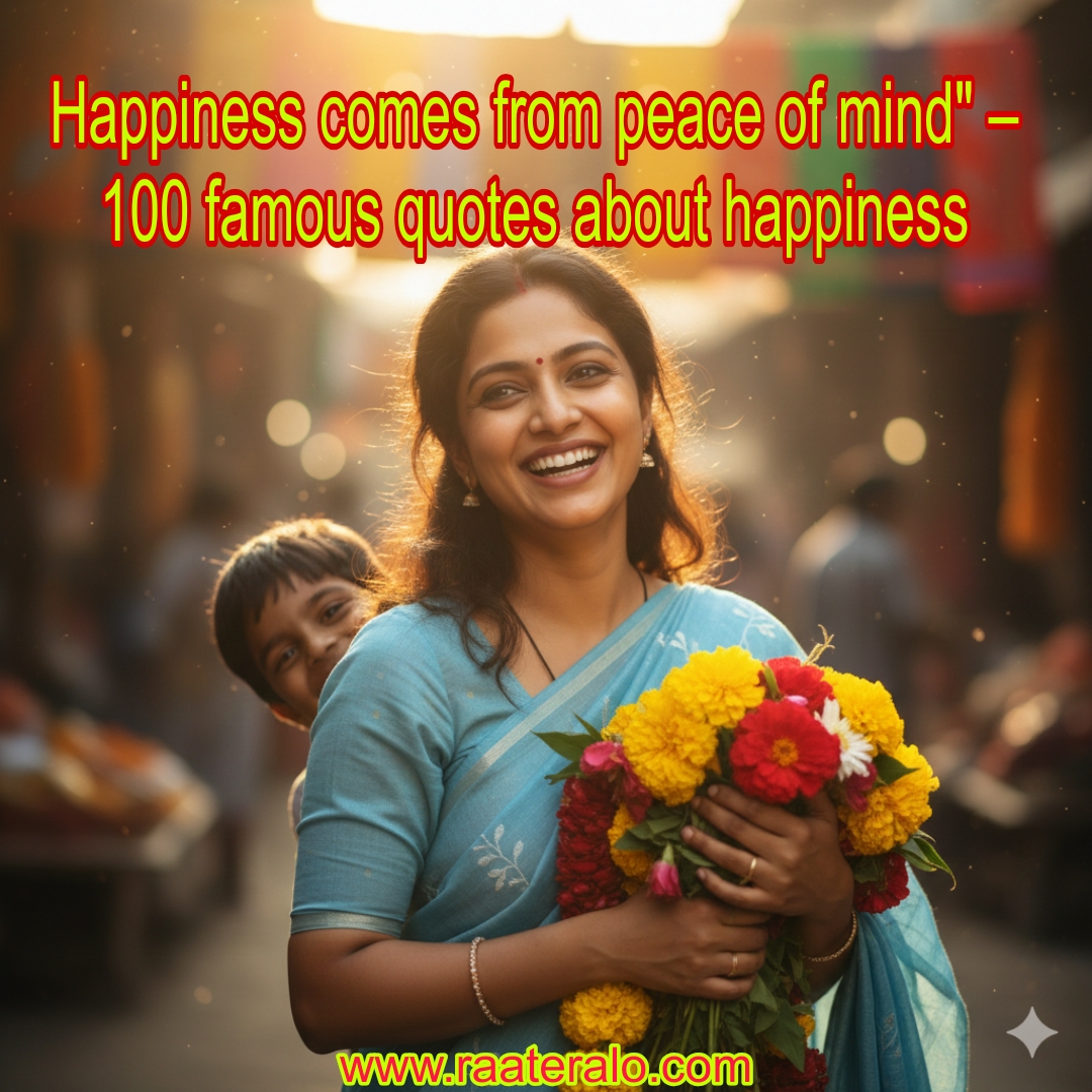 Happiness comes from peace of mind" â 100 famous quotes about happiness